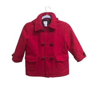 Talbots Kids Size 5 Wool‎ Winter Pea Coat Red Toggle Buttons Detachable Hood